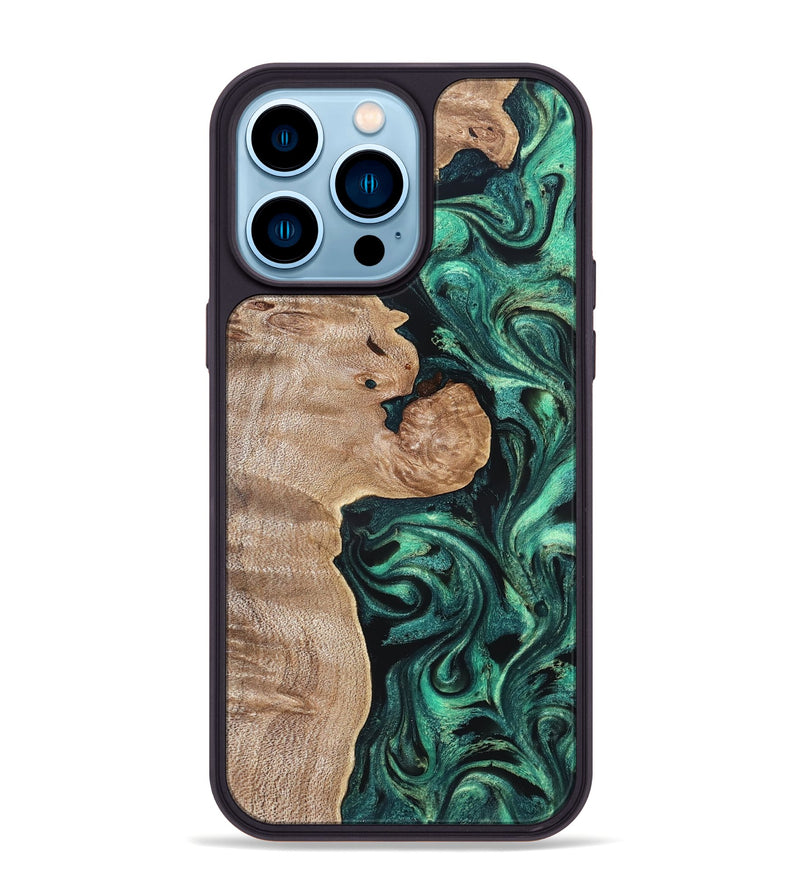 iPhone 14 Pro Max Wood Phone Case - Kaleb (Green, 819271)