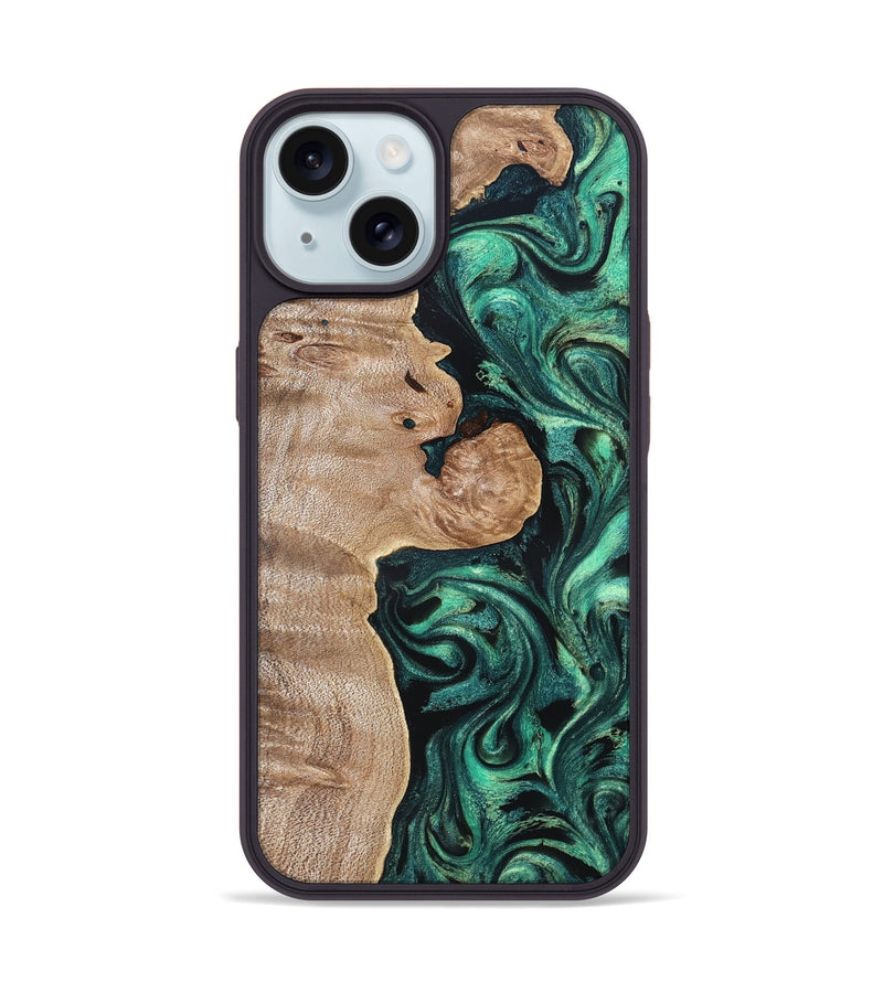 iPhone 15 Wood Phone Case - Kaleb (Green, 819271)