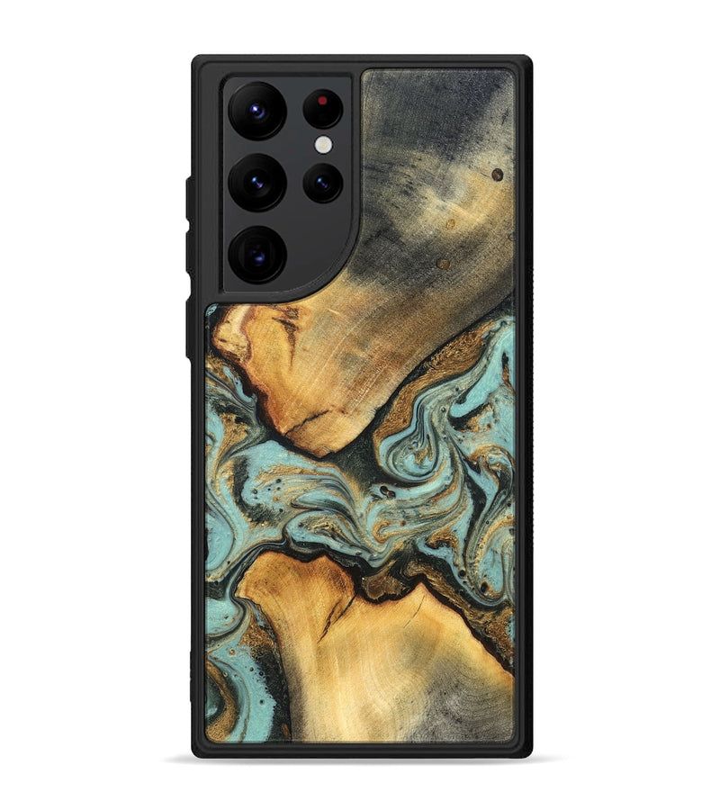 Galaxy S22 Ultra Wood Phone Case - Rollin (Teal & Gold, 819272)