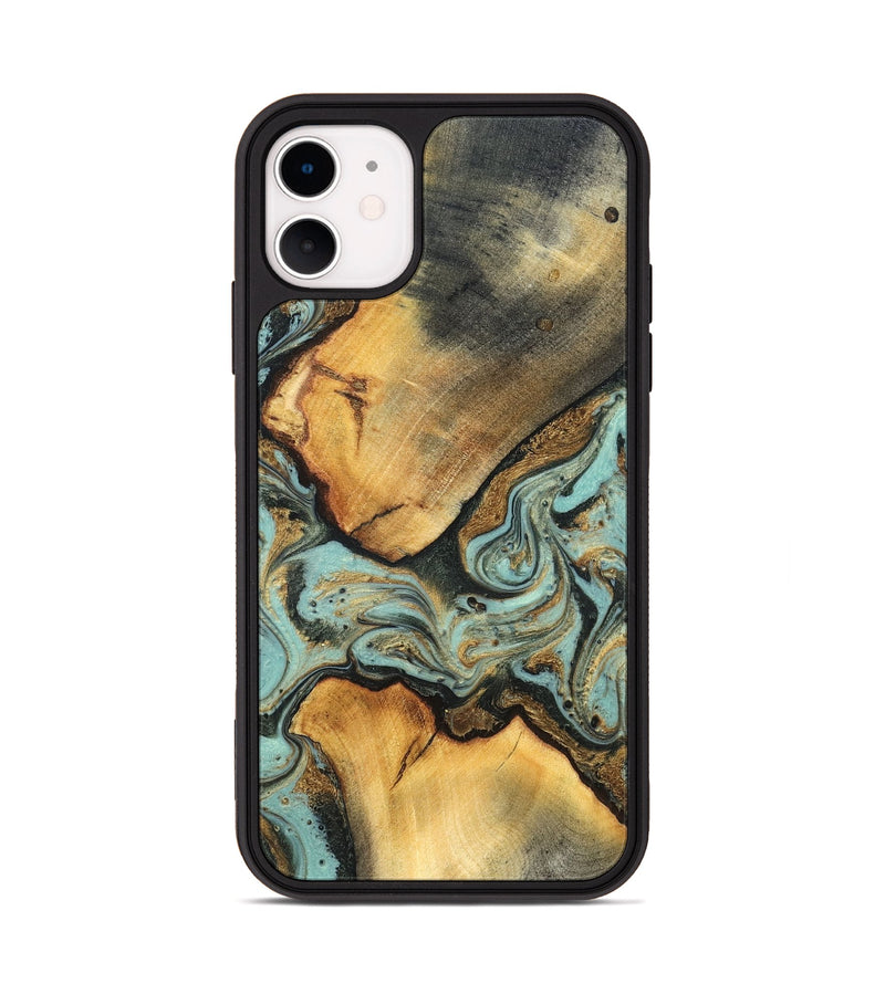 iPhone 11 Wood Phone Case - Rollin (Teal & Gold, 819272)