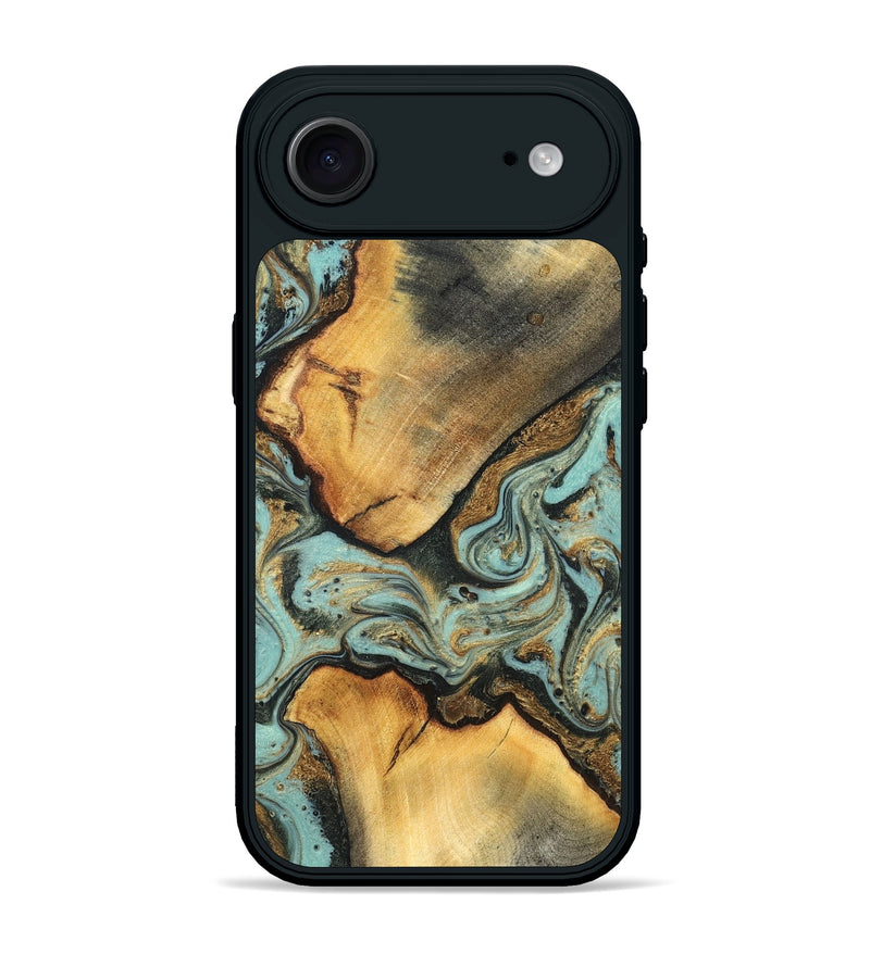 iPhone 17 Air Wood Phone Case - Rollin (Teal & Gold, 819272)