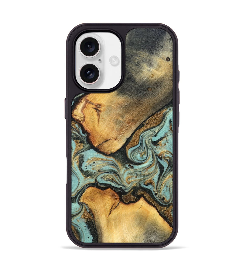 iPhone 17 Wood Phone Case - Rollin (Teal & Gold, 819272)
