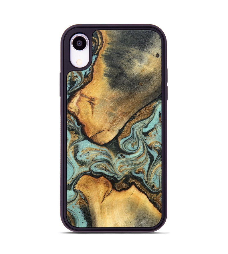 iPhone Xr Wood Phone Case - Rollin (Teal & Gold, 819272)