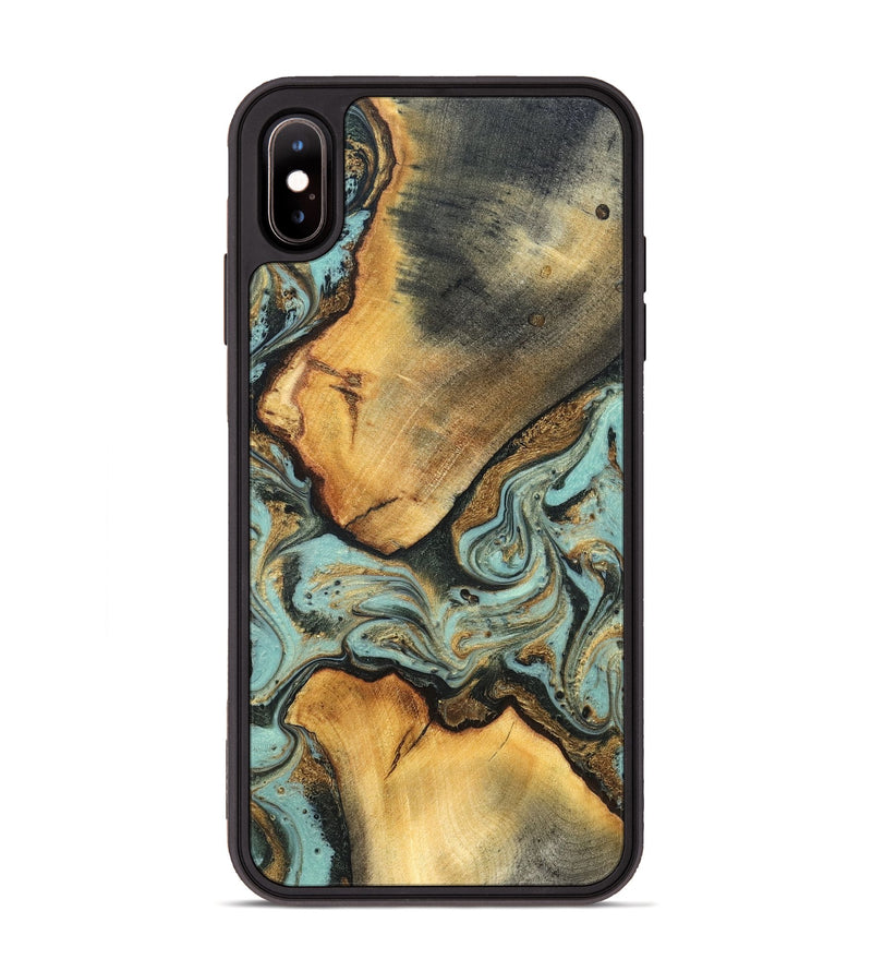 iPhone Xs Max Wood Phone Case - Rollin (Teal & Gold, 819272)