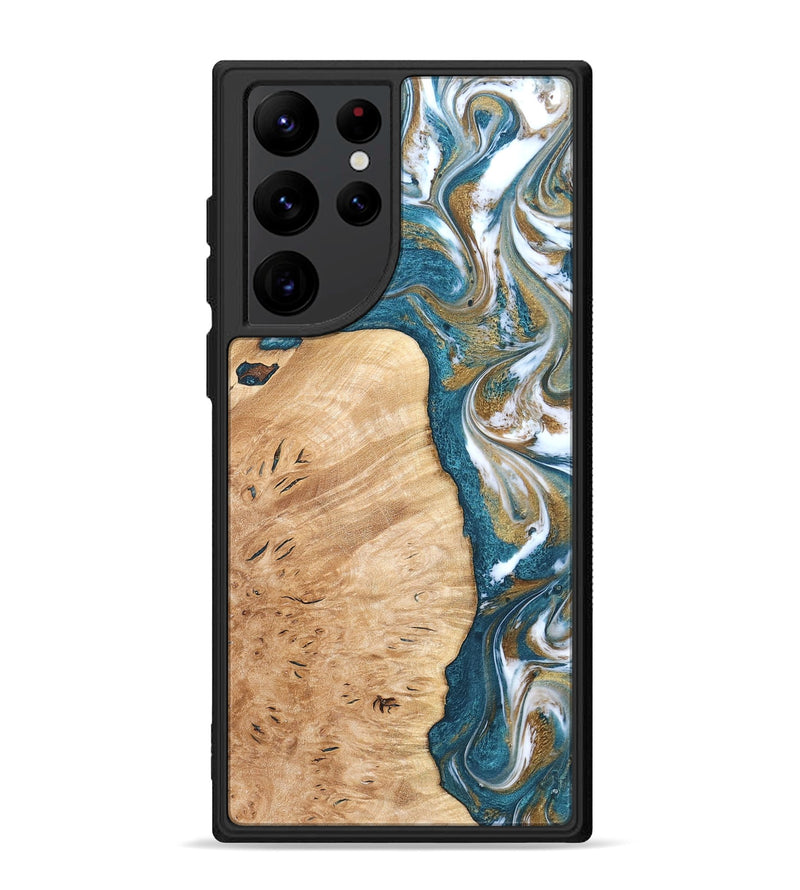 Galaxy S22 Ultra Wood Phone Case - Maegan (Teal & Gold, 819273)
