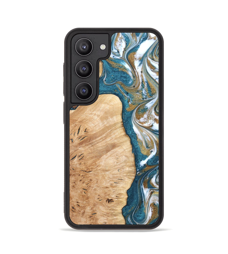 Galaxy S23 Wood Phone Case - Maegan (Teal & Gold, 819273)