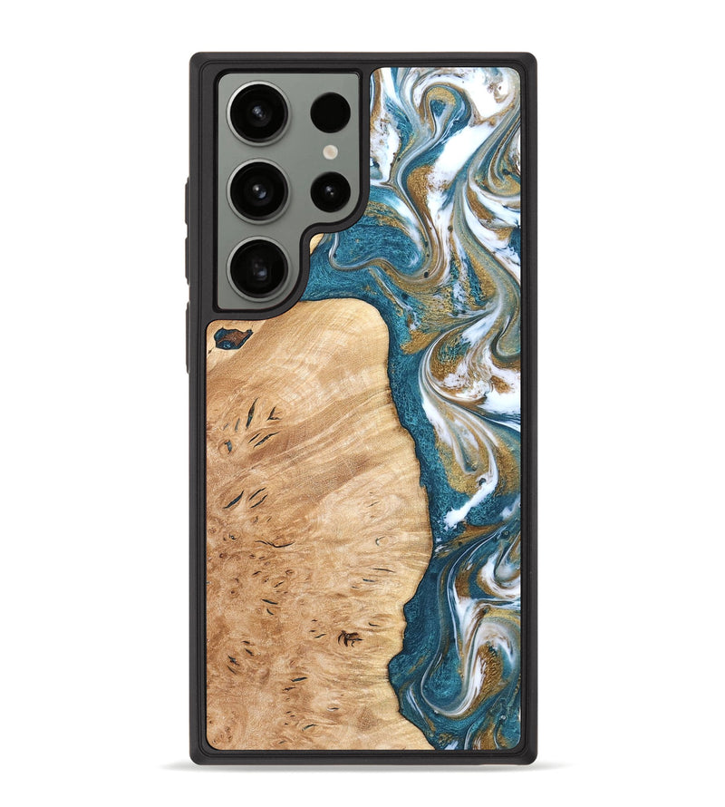Galaxy S23 Ultra Wood Phone Case - Maegan (Teal & Gold, 819273)