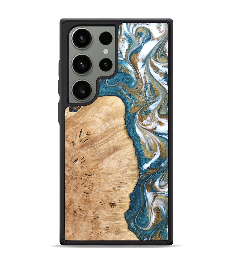 Galaxy S24 Ultra Wood Phone Case - Maegan (Teal & Gold, 819273)
