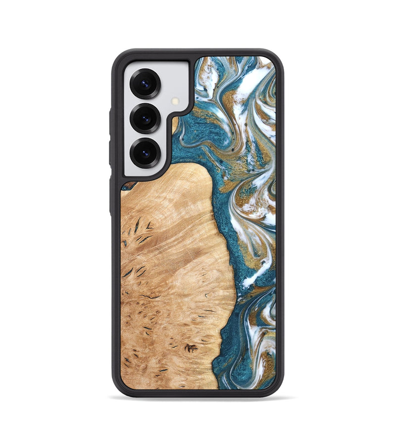 Galaxy S25 Wood Phone Case - Maegan (Teal & Gold, 819273)
