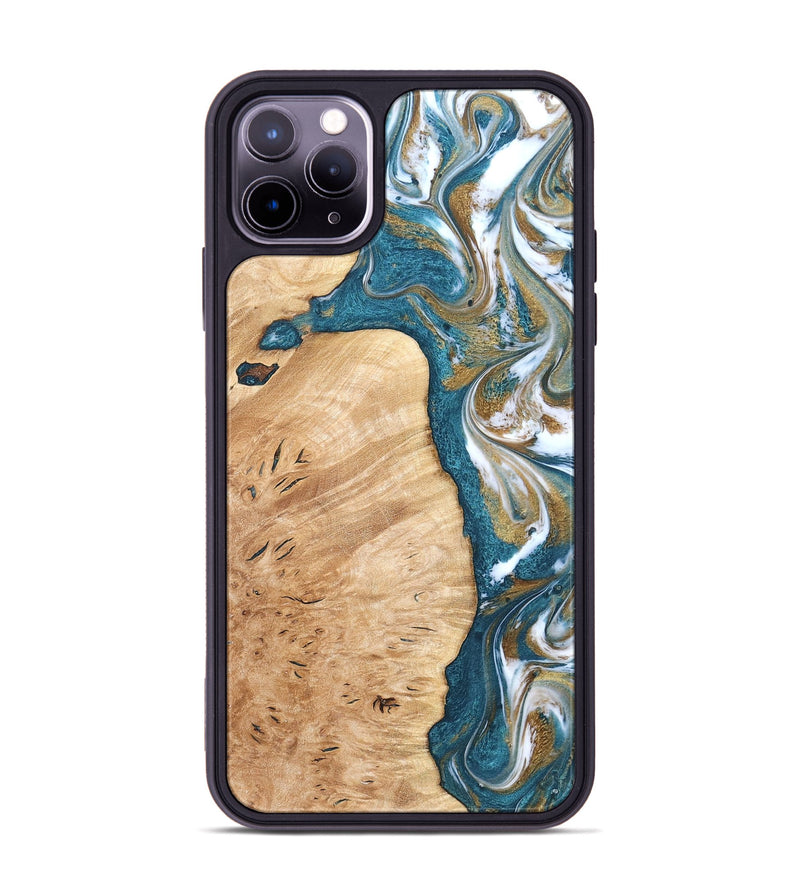 iPhone 11 Pro Max Wood Phone Case - Maegan (Teal & Gold, 819273)