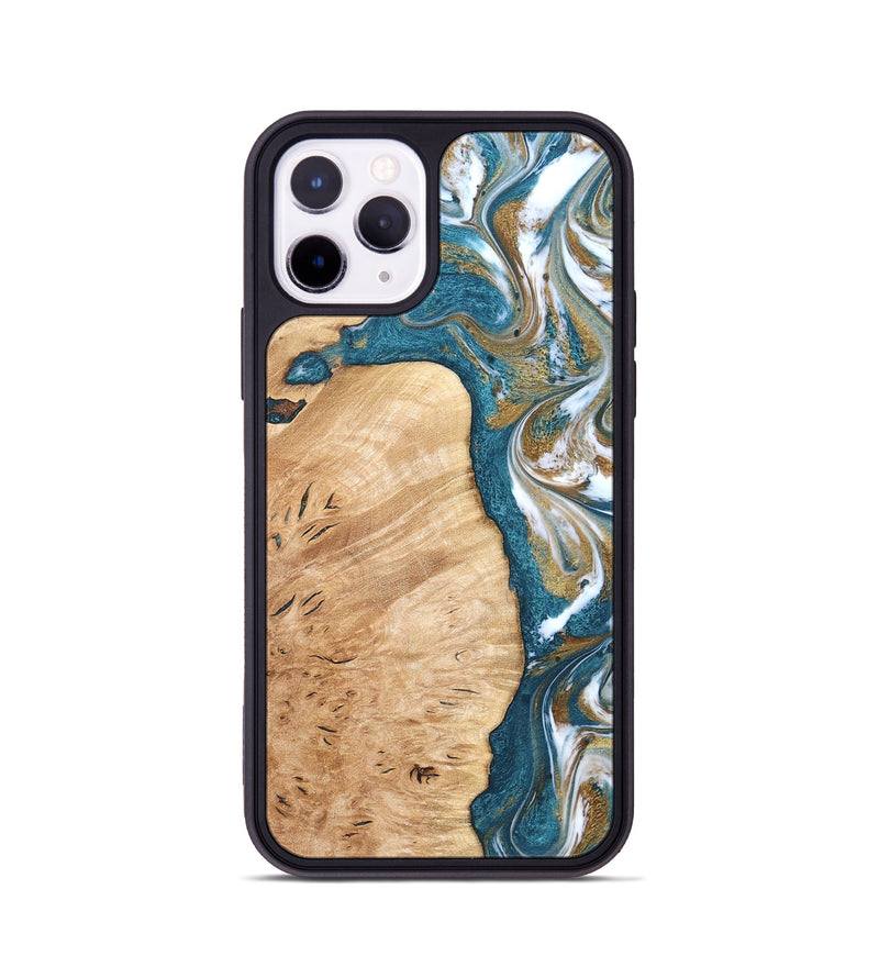 iPhone 11 Pro Wood Phone Case - Maegan (Teal & Gold, 819273)