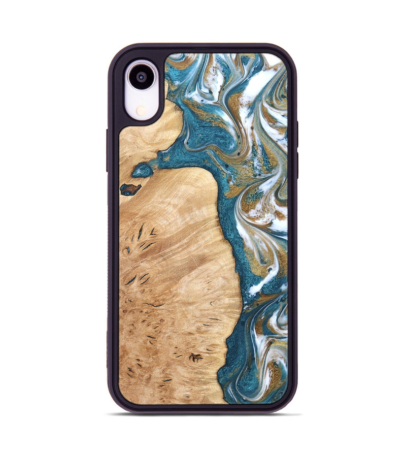 iPhone Xr Wood Phone Case - Maegan (Teal & Gold, 819273)