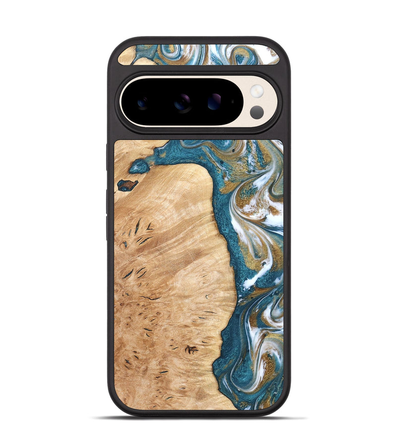 Pixel 10 Wood Phone Case - Maegan (Teal & Gold, 819273)