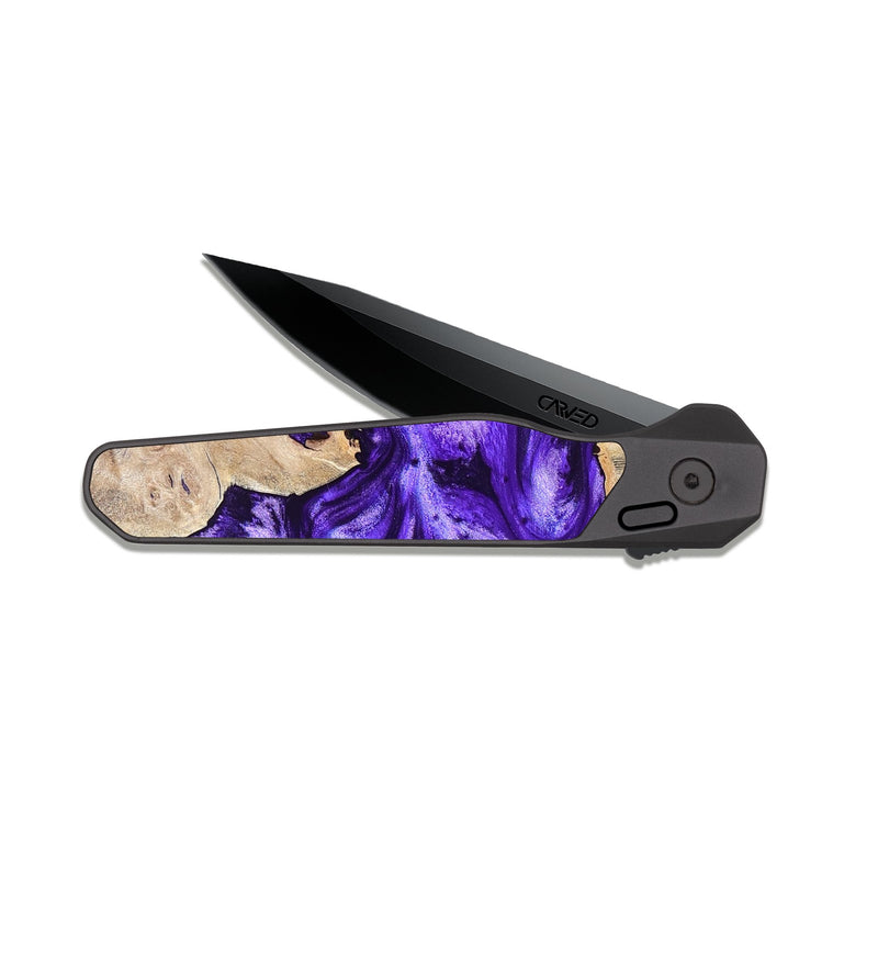 EDC Dark Slate Wood Pocket Knife - Adriel (Purple, 819276)