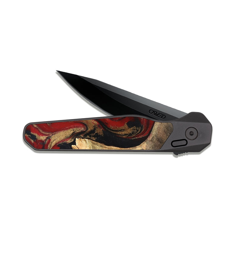 EDC Dark Slate Wood Pocket Knife - Eda (Red, 819277)