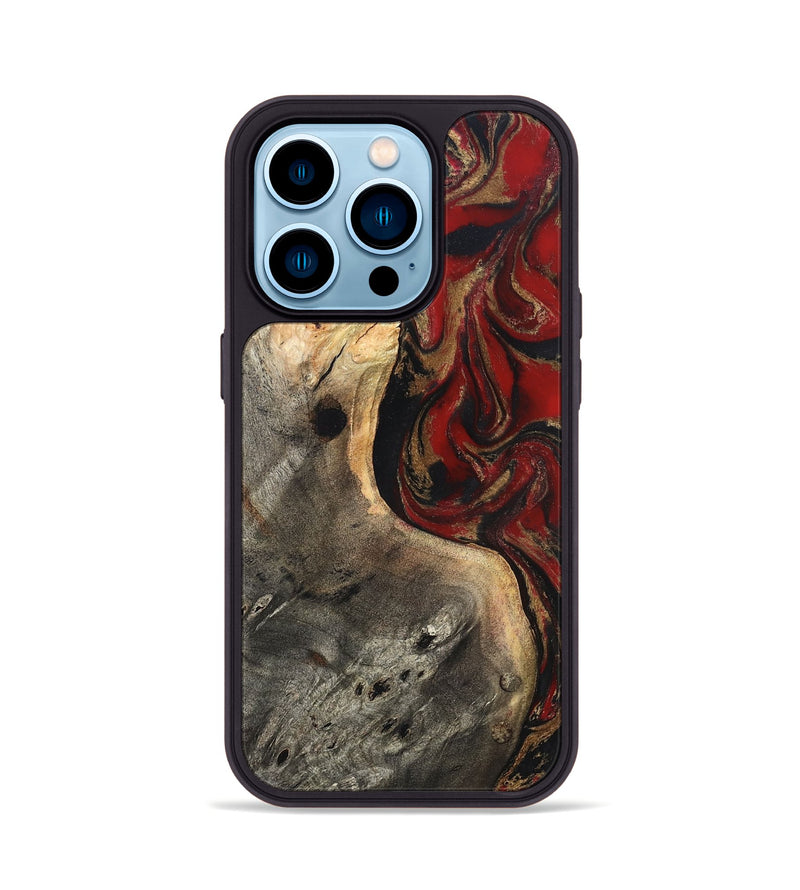 iPhone 14 Pro Wood Phone Case - Eda (Red, 819277)