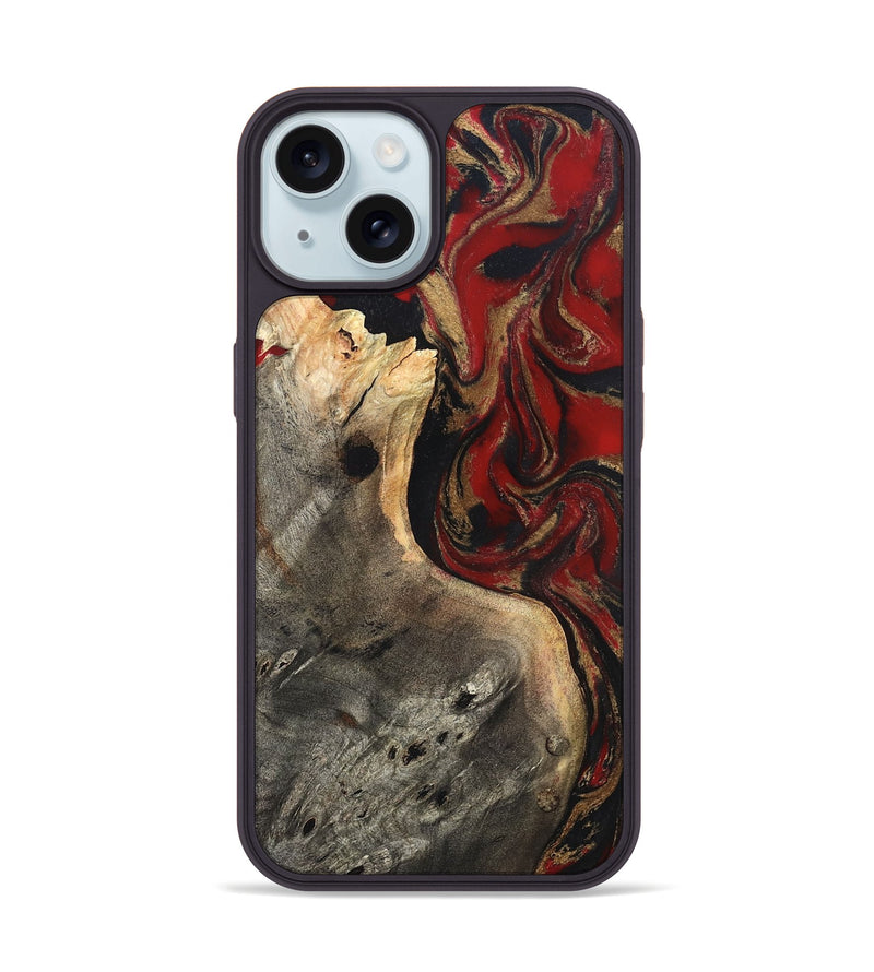 iPhone 15 Wood Phone Case - Eda (Red, 819277)