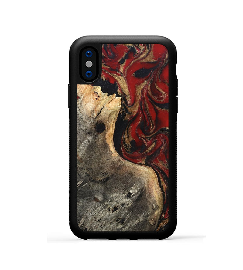 iPhone Xs Wood Phone Case - Eda (Red, 819277)