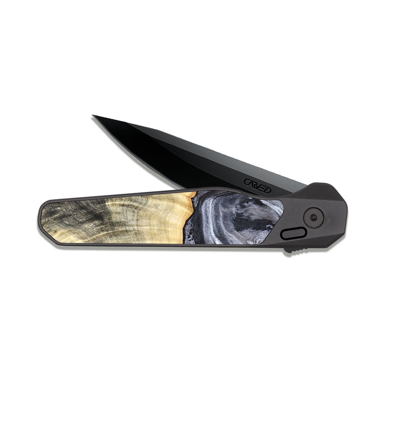 EDC Dark Slate Wood Pocket Knife - Margo (Black & White, 819280)
