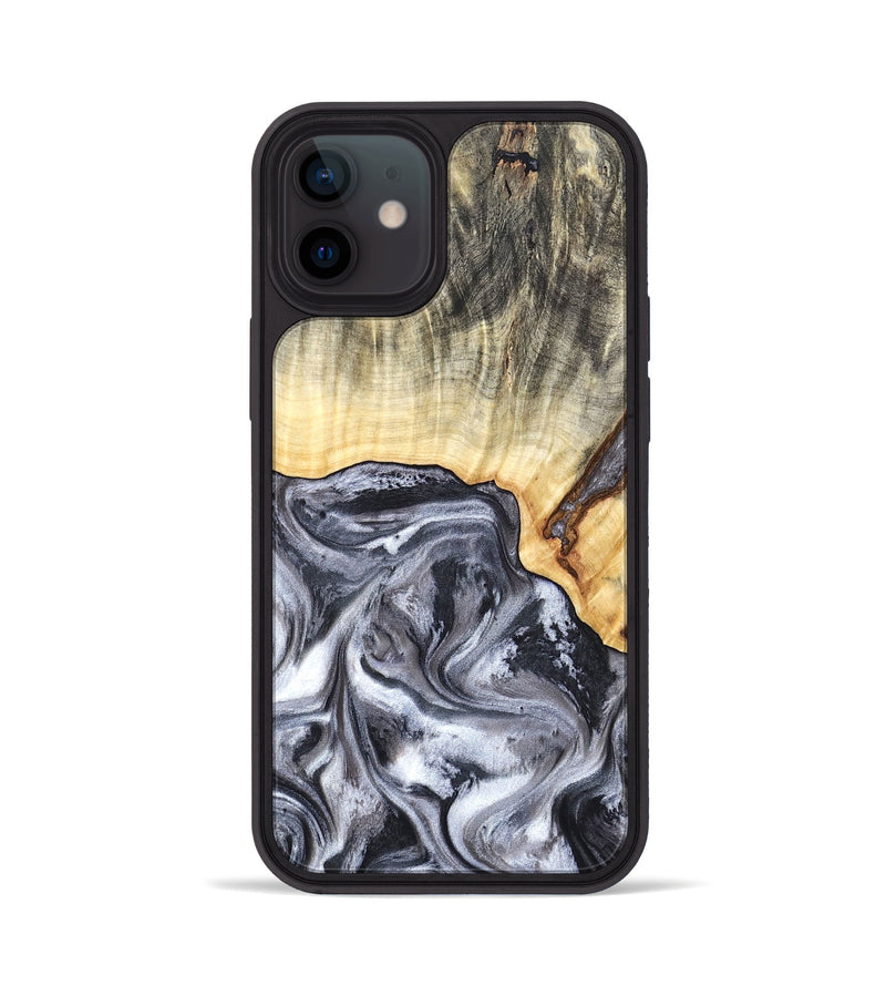 iPhone 12 Wood Phone Case - Margo (Black & White, 819280)