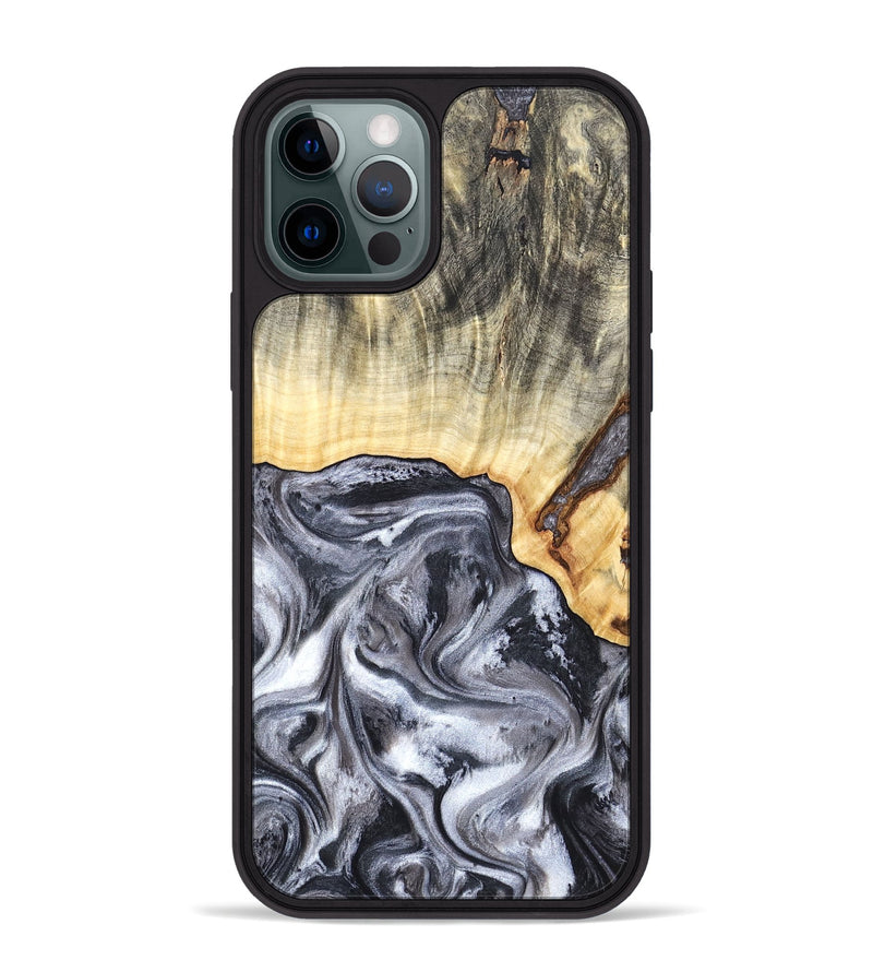 iPhone 12 Pro Max Wood Phone Case - Margo (Black & White, 819280)