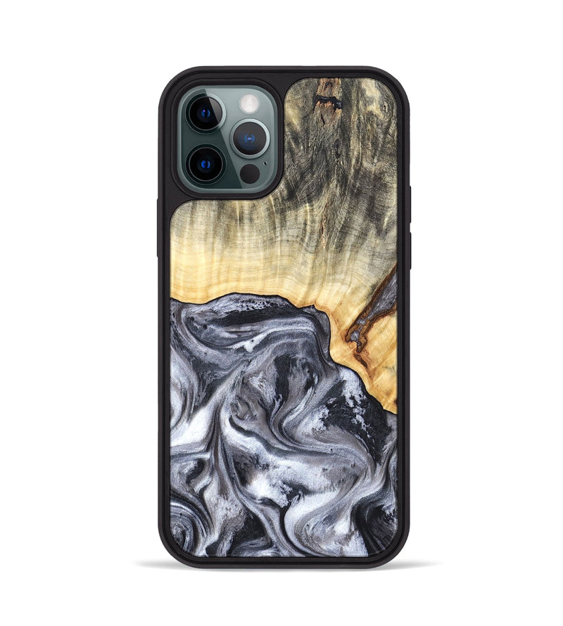 iPhone 12 Pro Wood Phone Case - Margo (Black & White, 819280)