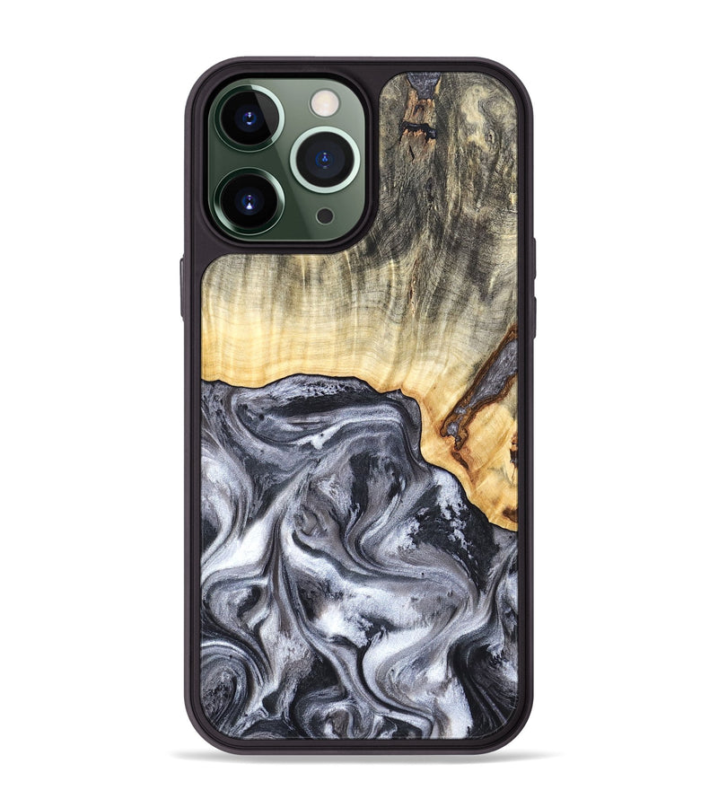 iPhone 13 Pro Max Wood Phone Case - Margo (Black & White, 819280)