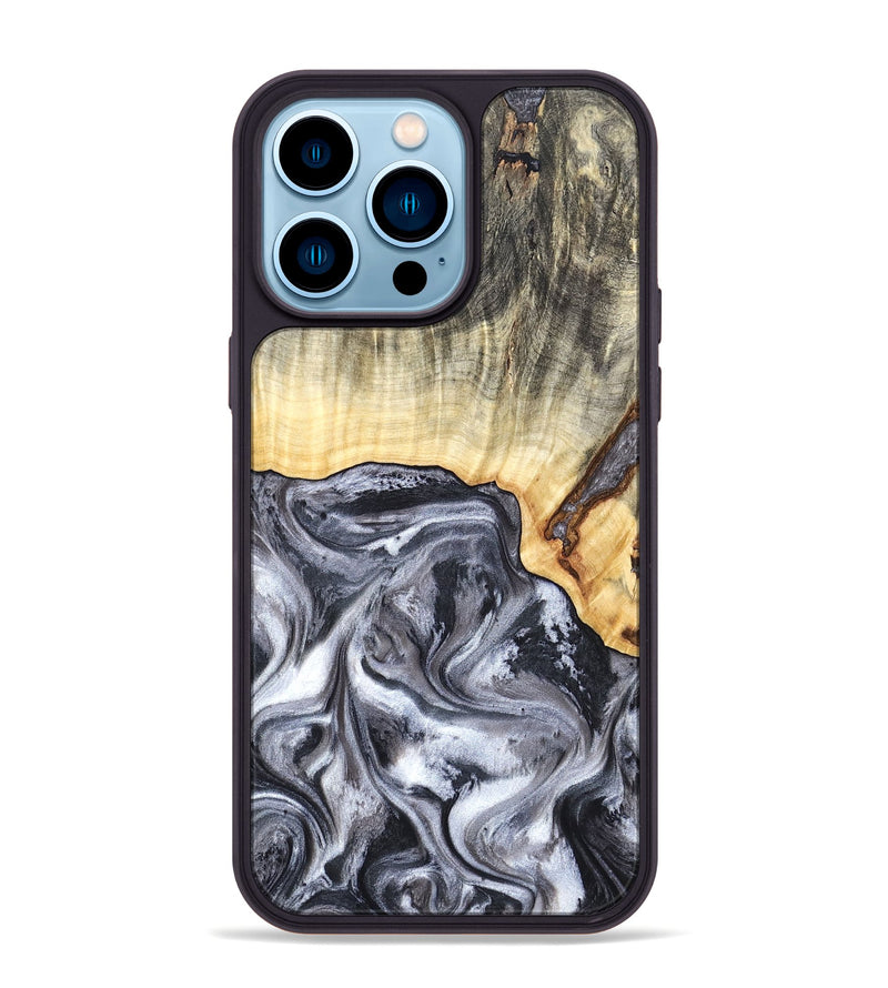 iPhone 14 Pro Max Wood Phone Case - Margo (Black & White, 819280)