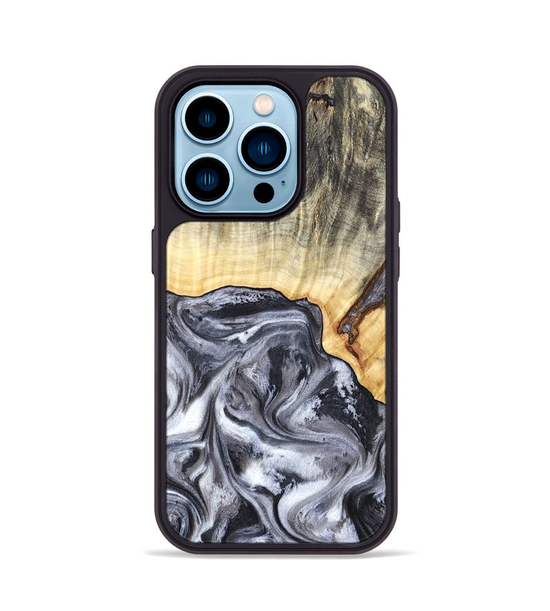 iPhone 14 Pro Wood Phone Case - Margo (Black & White, 819280)