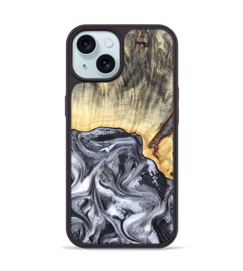 iPhone 15 Wood Phone Case - Margo (Black & White, 819280)