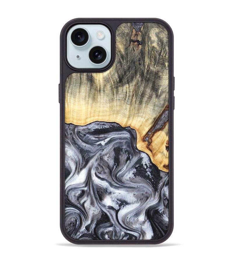 iPhone 15 Plus Wood Phone Case - Margo (Black & White, 819280)