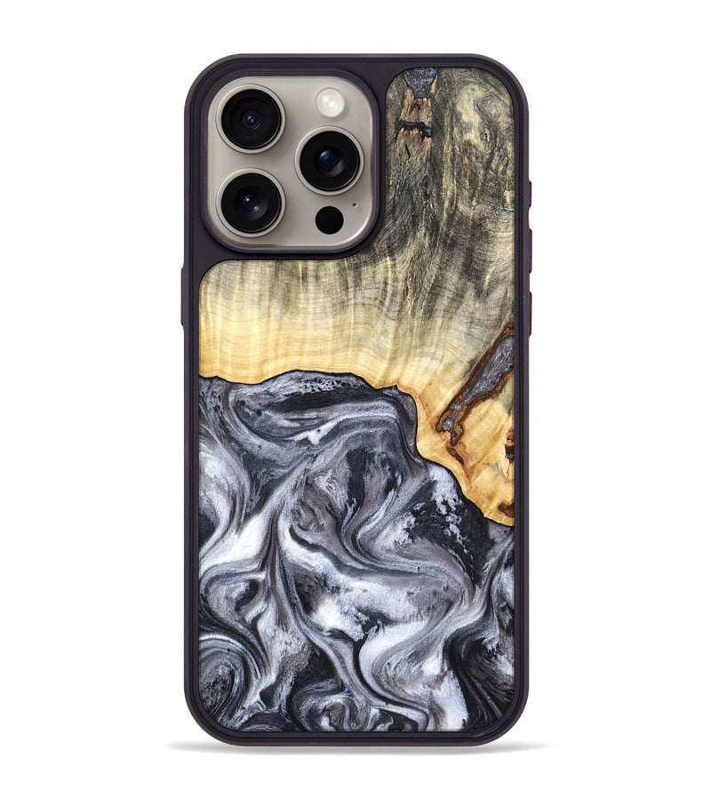 iPhone 15 Pro Max Wood Phone Case - Margo (Black & White, 819280)