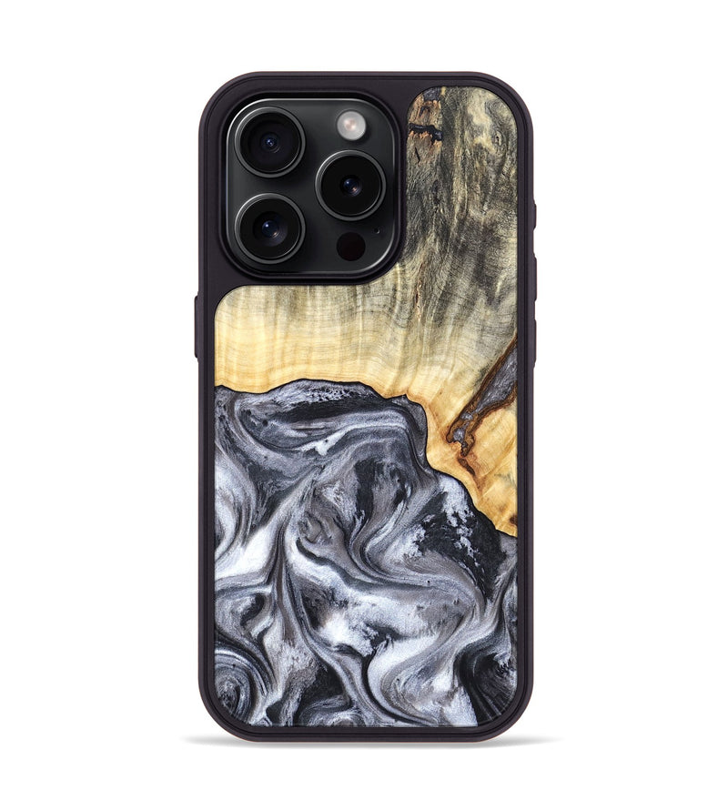 iPhone 15 Pro Wood Phone Case - Margo (Black & White, 819280)