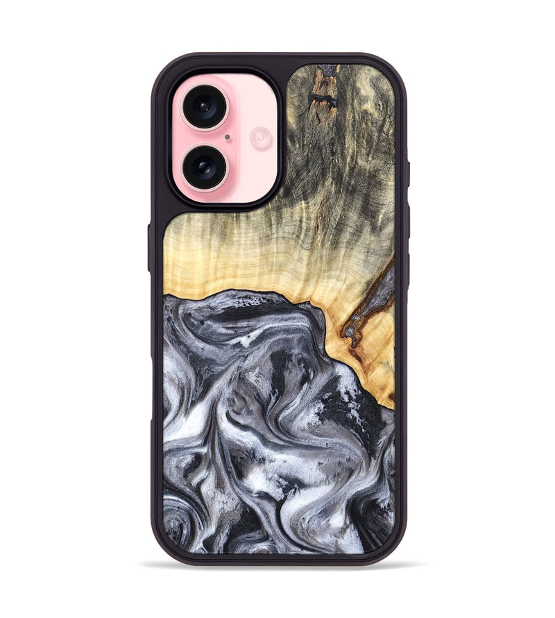 iPhone 16 Wood Phone Case - Margo (Black & White, 819280)