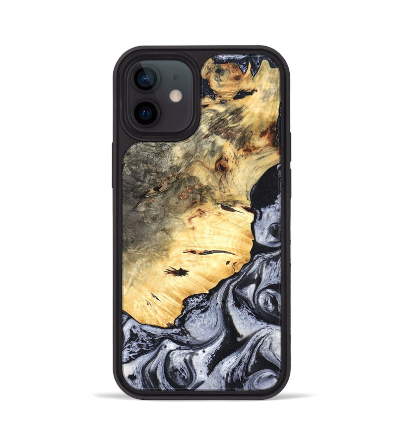 iPhone 12 Wood Phone Case - Theron (Black & White, 819281)