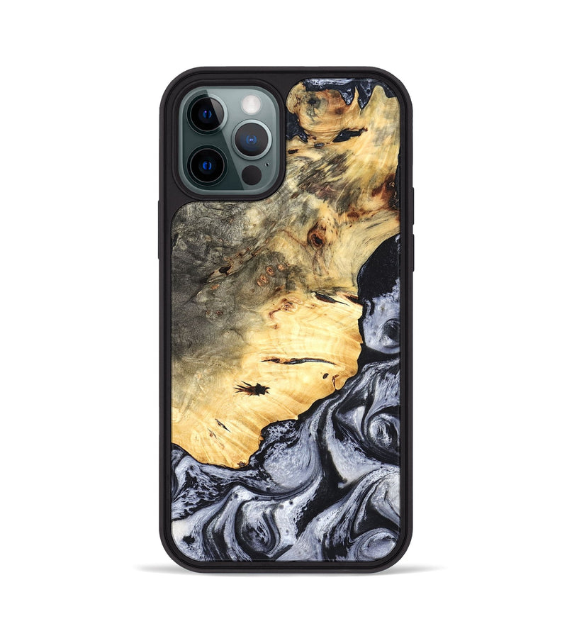 iPhone 12 Pro Wood Phone Case - Theron (Black & White, 819281)
