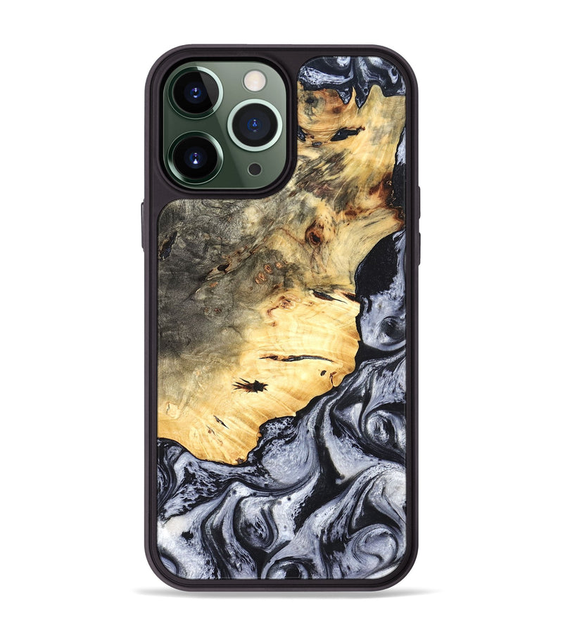 iPhone 13 Pro Max Wood Phone Case - Theron (Black & White, 819281)