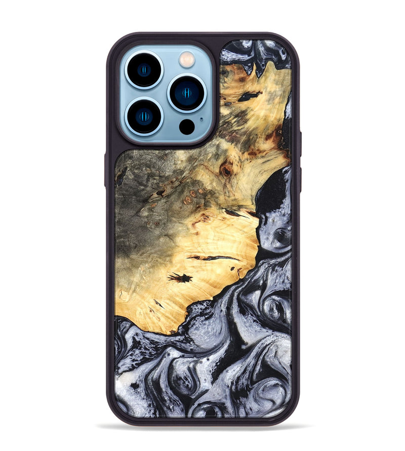 iPhone 14 Pro Max Wood Phone Case - Theron (Black & White, 819281)