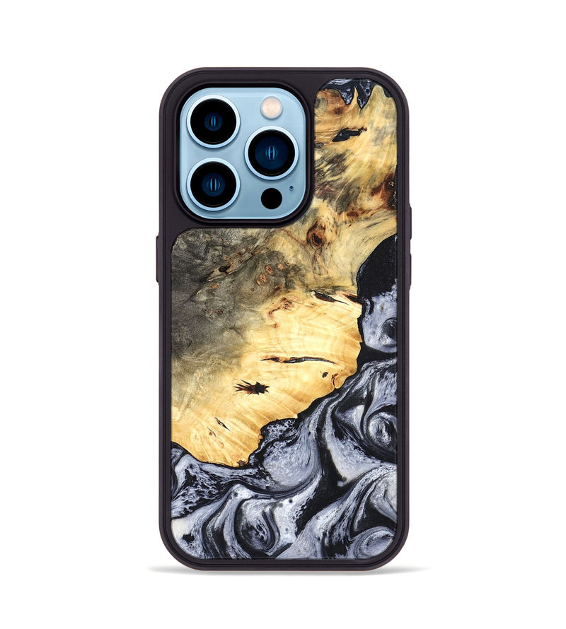 iPhone 14 Pro Wood Phone Case - Theron (Black & White, 819281)