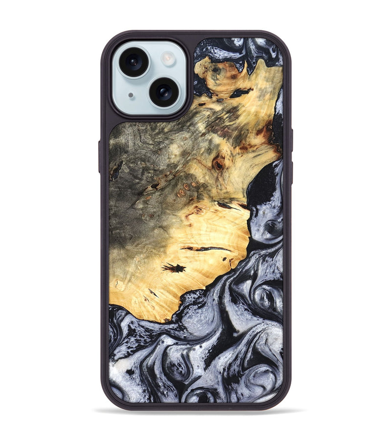 iPhone 15 Plus Wood Phone Case - Theron (Black & White, 819281)