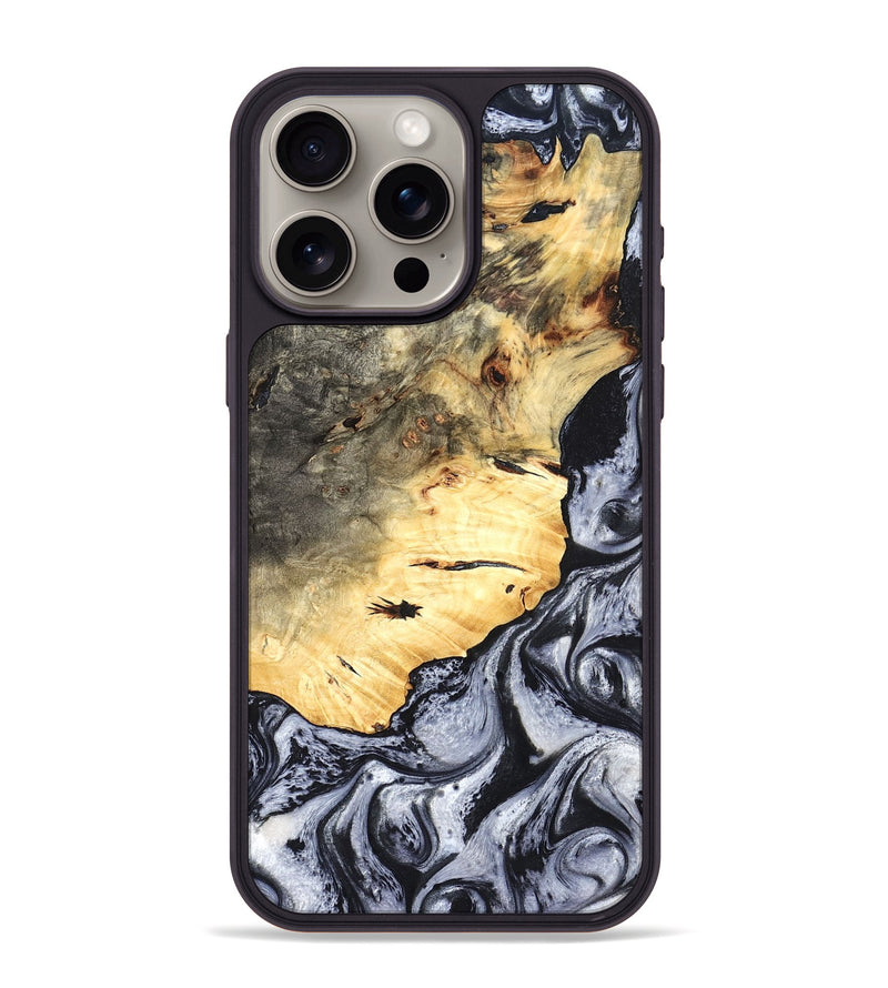iPhone 15 Pro Max Wood Phone Case - Theron (Black & White, 819281)