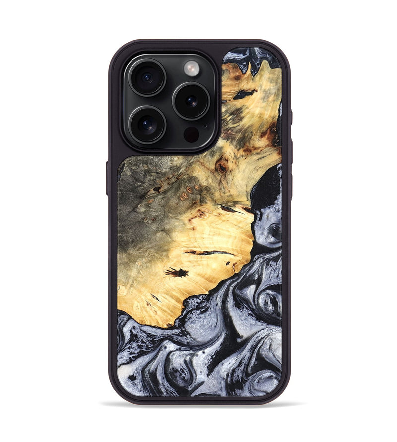 iPhone 15 Pro Wood Phone Case - Theron (Black & White, 819281)