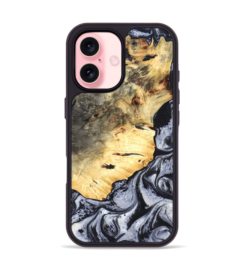 iPhone 16 Wood Phone Case - Theron (Black & White, 819281)
