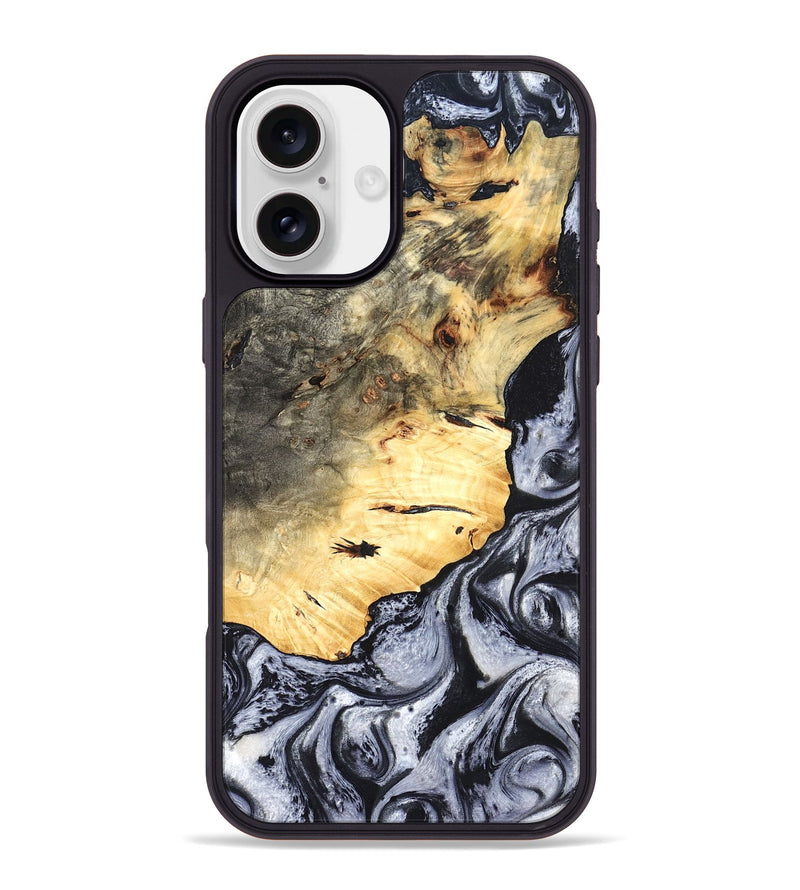 iPhone 16 Plus Wood Phone Case - Theron (Black & White, 819281)