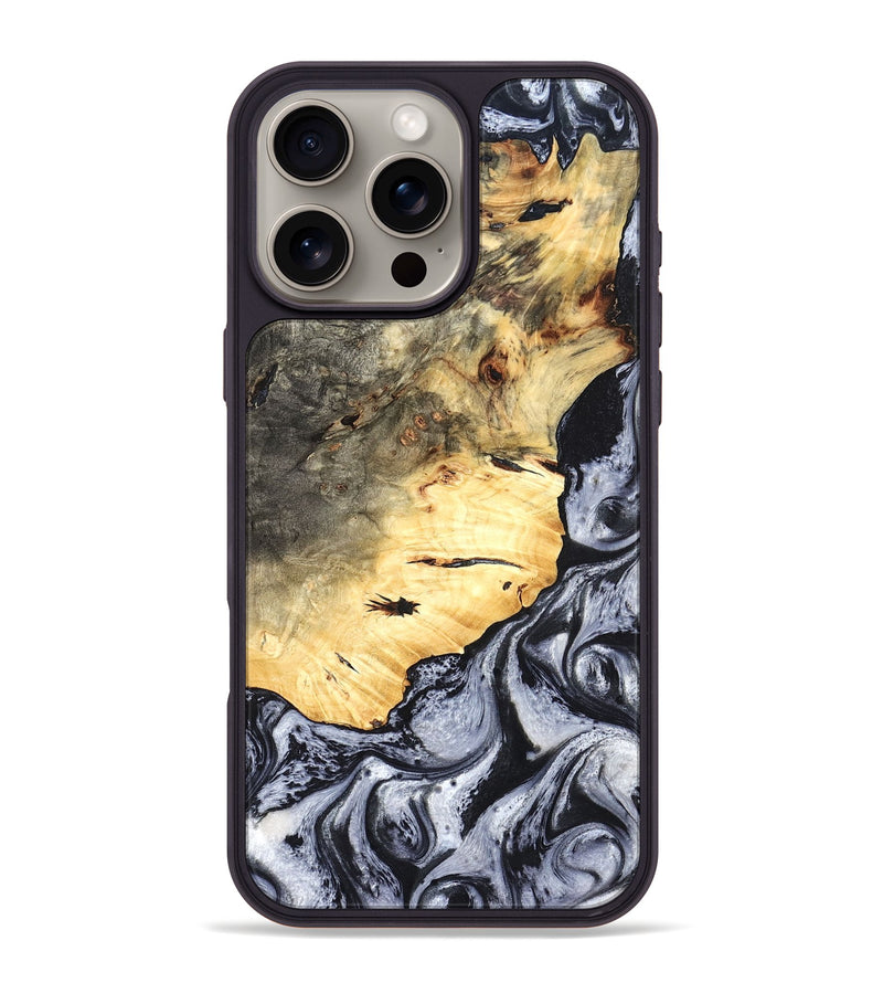 iPhone 16 Pro Max Wood Phone Case - Theron (Black & White, 819281)