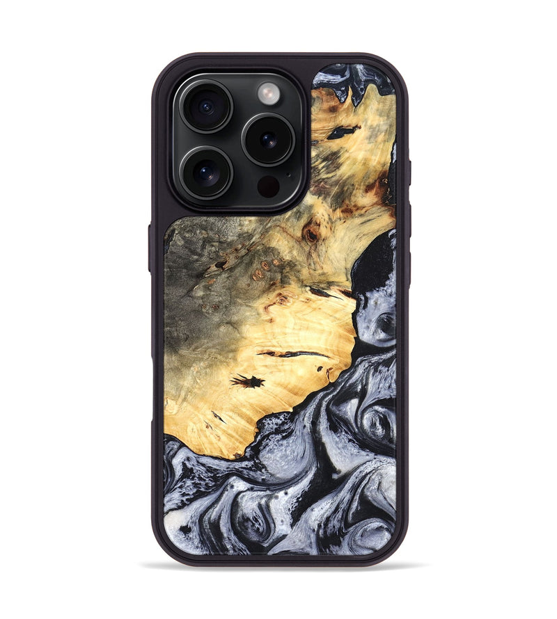 iPhone 16 Pro Wood Phone Case - Theron (Black & White, 819281)