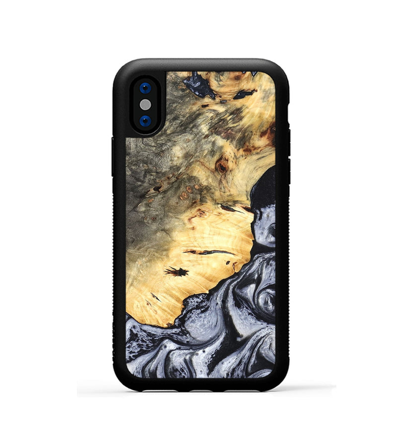 iPhone Xs Wood Phone Case - Theron (Black & White, 819281)