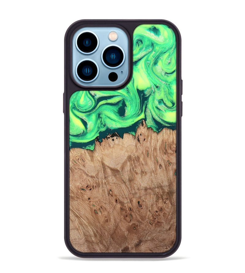 iPhone 14 Pro Max Wood Phone Case - Martika (Green, 819282)