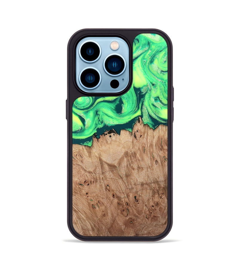 iPhone 14 Pro Wood Phone Case - Martika (Green, 819282)