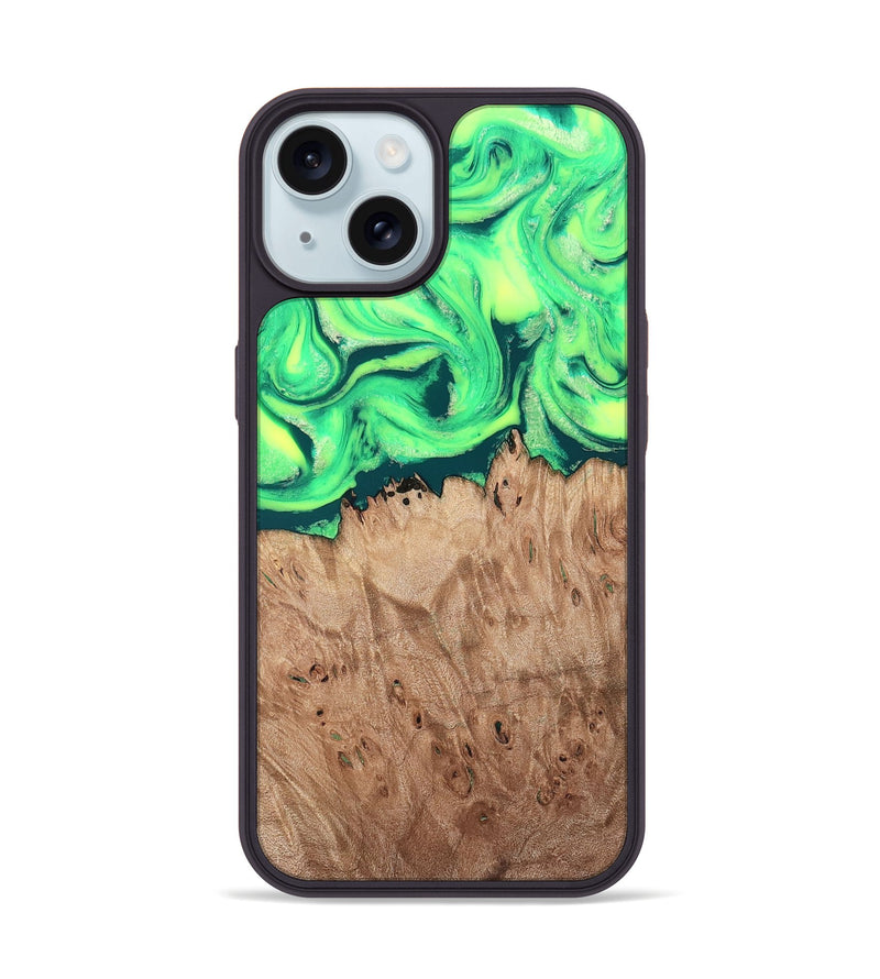iPhone 15 Wood Phone Case - Martika (Green, 819282)